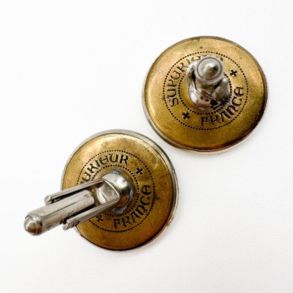 Cufflinks Crafted from Antique French Buttons Featuring a Regal Crown Design - Picture 7 of 13